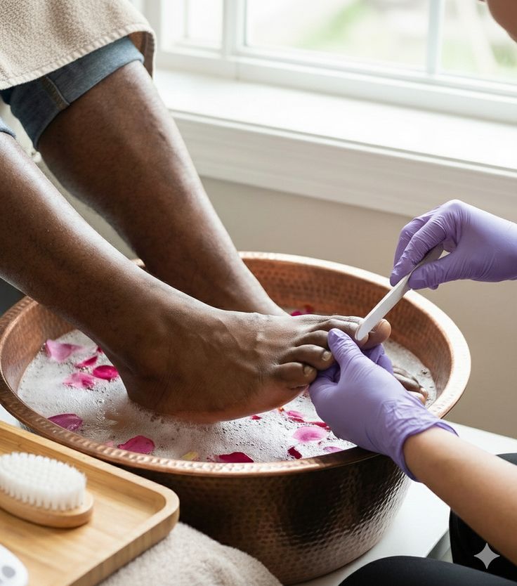 Client receiving a relaxing pedicure treatment